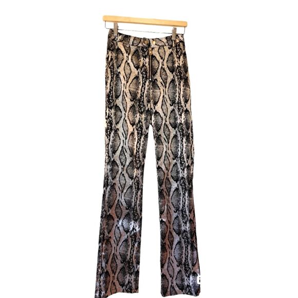 I. AM. GIA. Slater Textured Snake Print Retro Flare Mid Rise Pants Size S - Picture 2 of 16